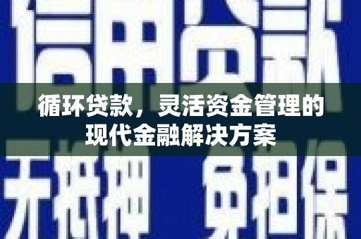 交口循环贷款，灵活资金管理的现代金融解决方案
