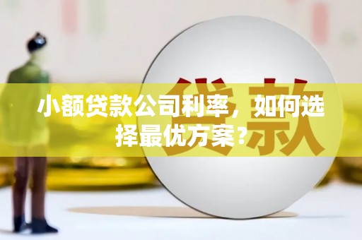 交口小额贷款公司利率，如何选择最优方案？