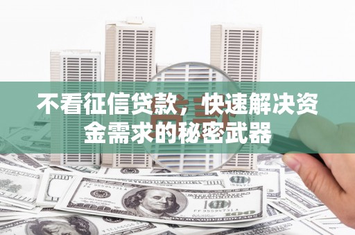交口不看征信贷款，快速解决资金需求的秘密武器