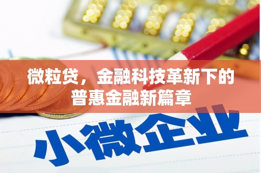 交口微粒贷，金融科技革新下的普惠金融新篇章